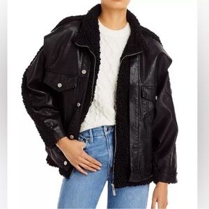 Blank NYC Black Sherpa-Lined Faux Leather Jacket - Women
